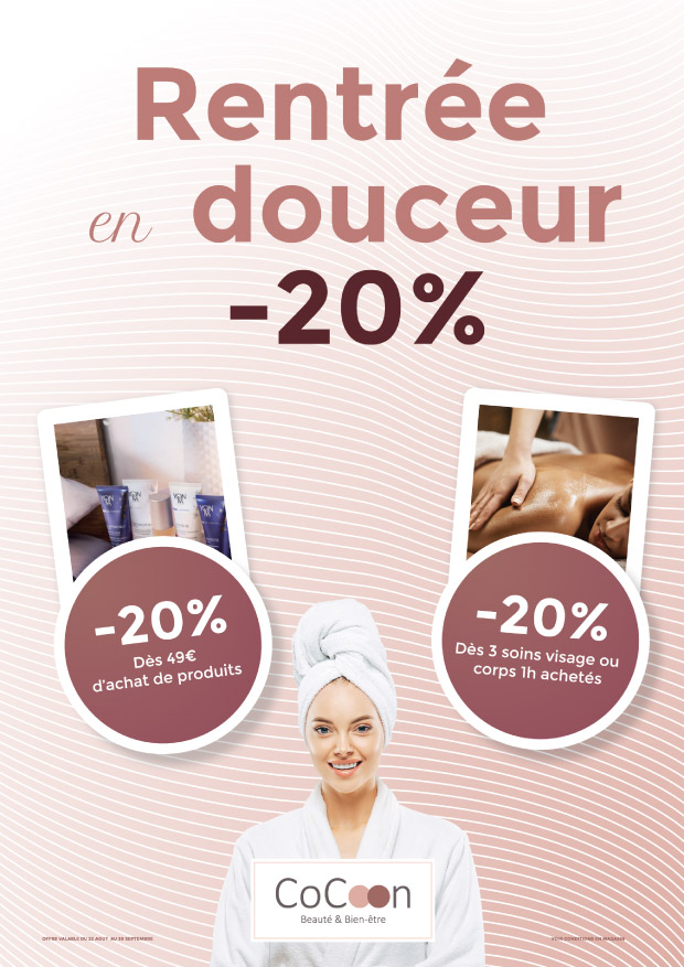 Offres Rentrées 2023 20% Cocoon Beaute Paris 14